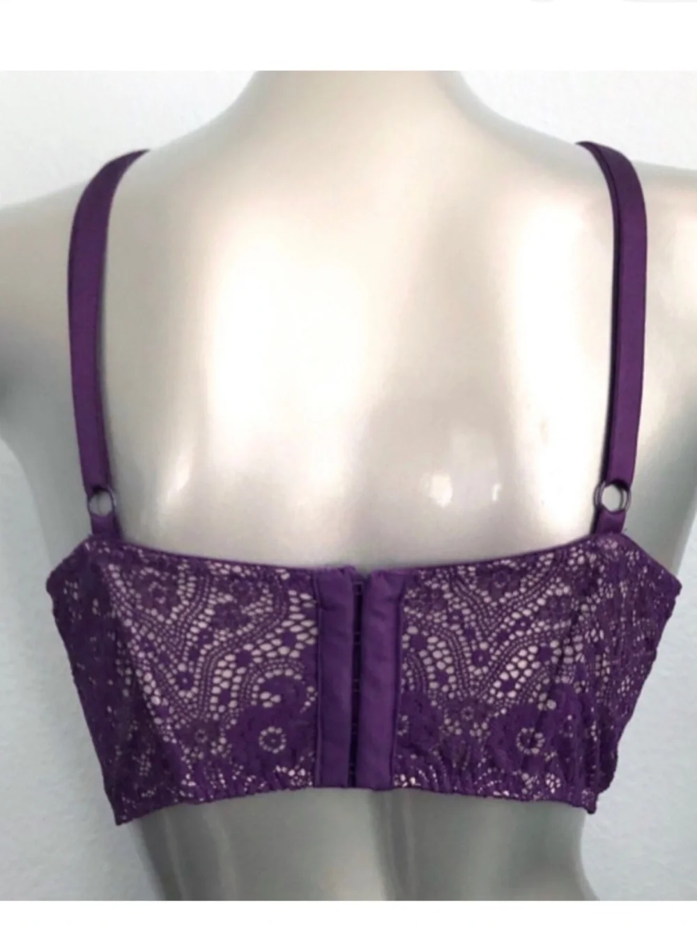 Victoria’s‎ Secret Bra Very Sexy purple lace long line high neck pearls 36C